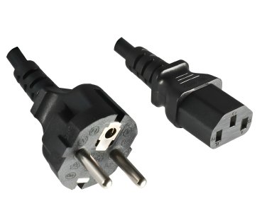 DINIC Netzkabel Schutzkontaktstecker gerade auf C13, schwarz